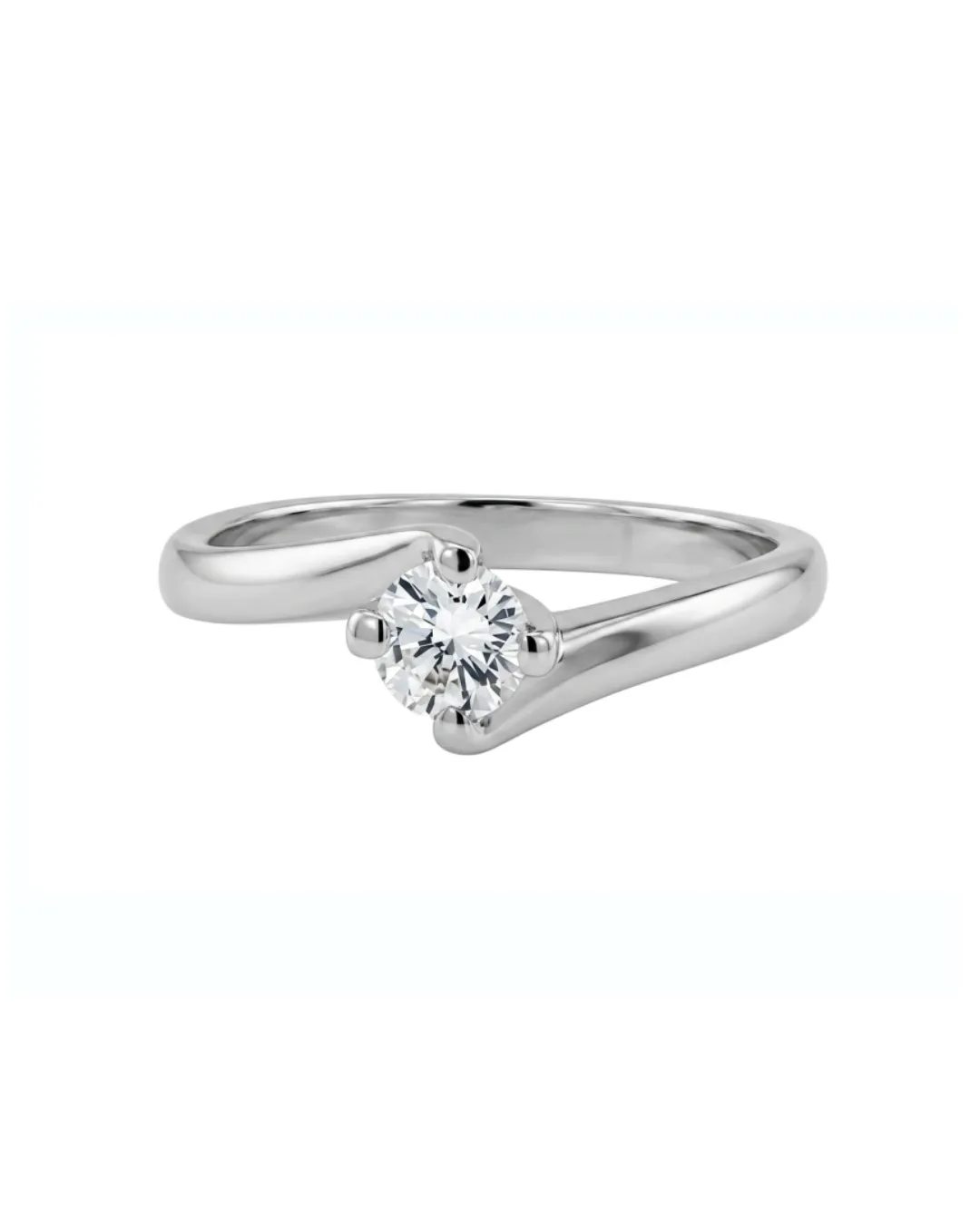 Solitario in oro bianco 18kt con diamante centrale da 0,26 carati