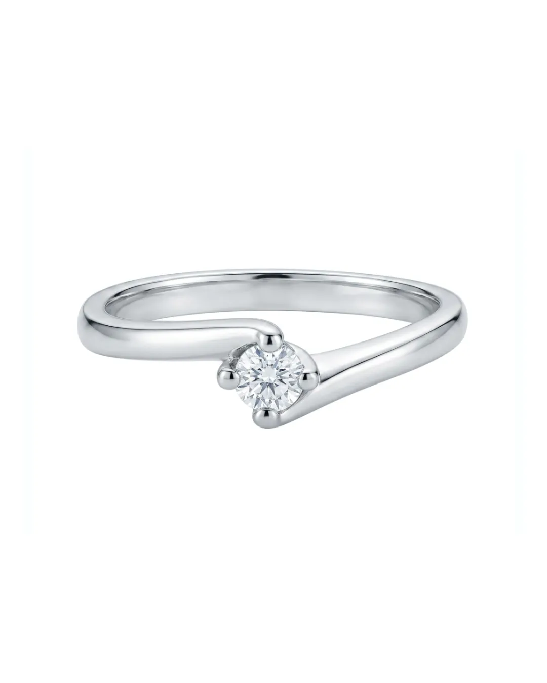 Solitario in oro bianco 18kt con diamante da 0,12 carati