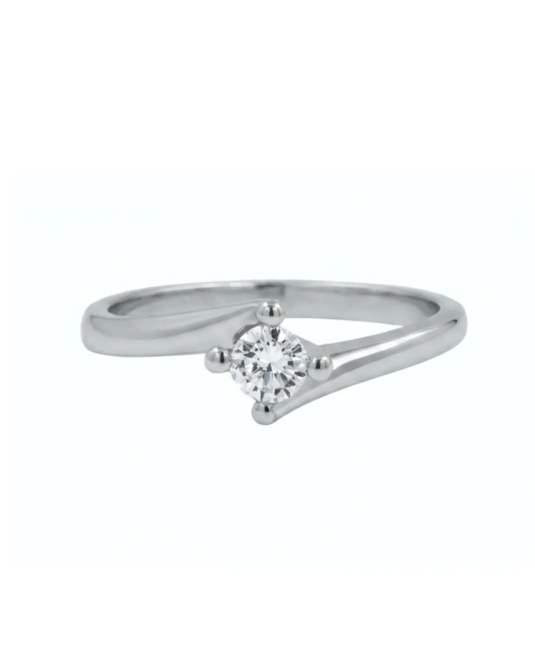 Solitario in oro bianco 18kt con diamante da 0,19 carati