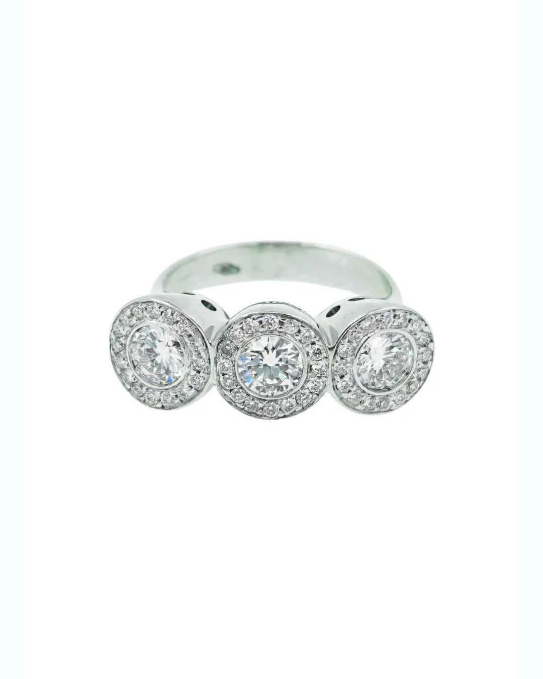 Anello trilogy in oro bianco 18kt con diamanti naturali, foto 2 di 4