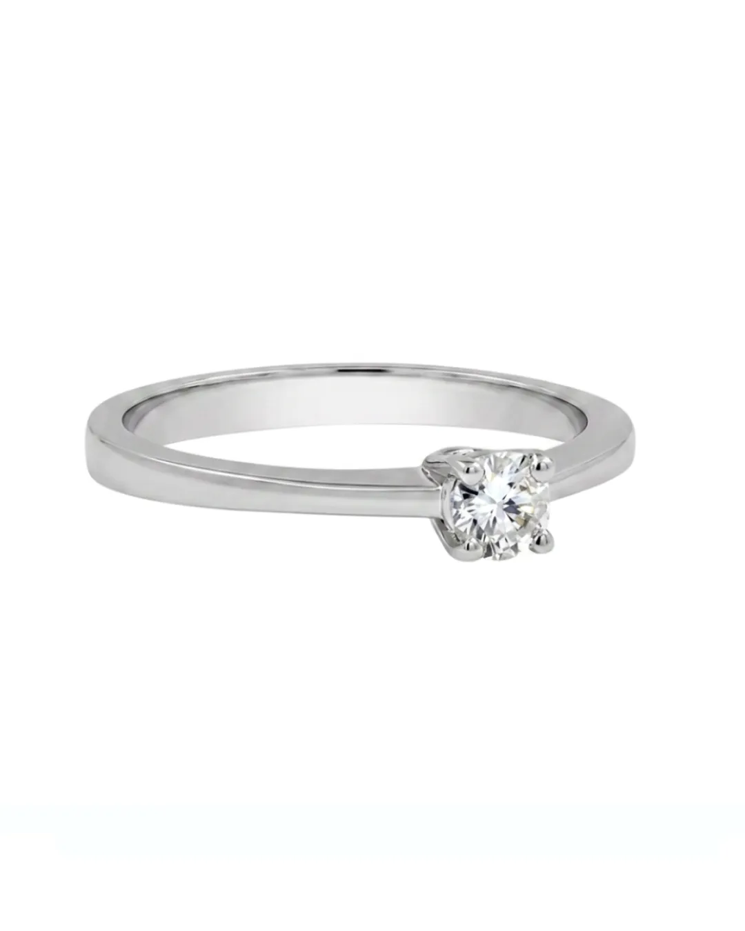 Solitario in oro bianco 18kt con diamante da 0,20 carati — vista 2