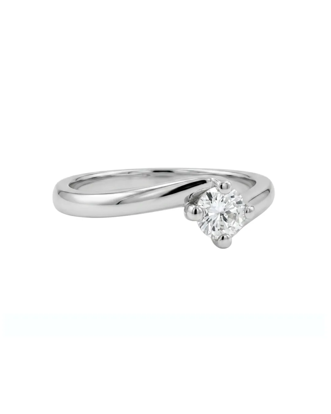 Solitario in oro bianco 18kt con diamante centrale da 0,26 carati — vista 2