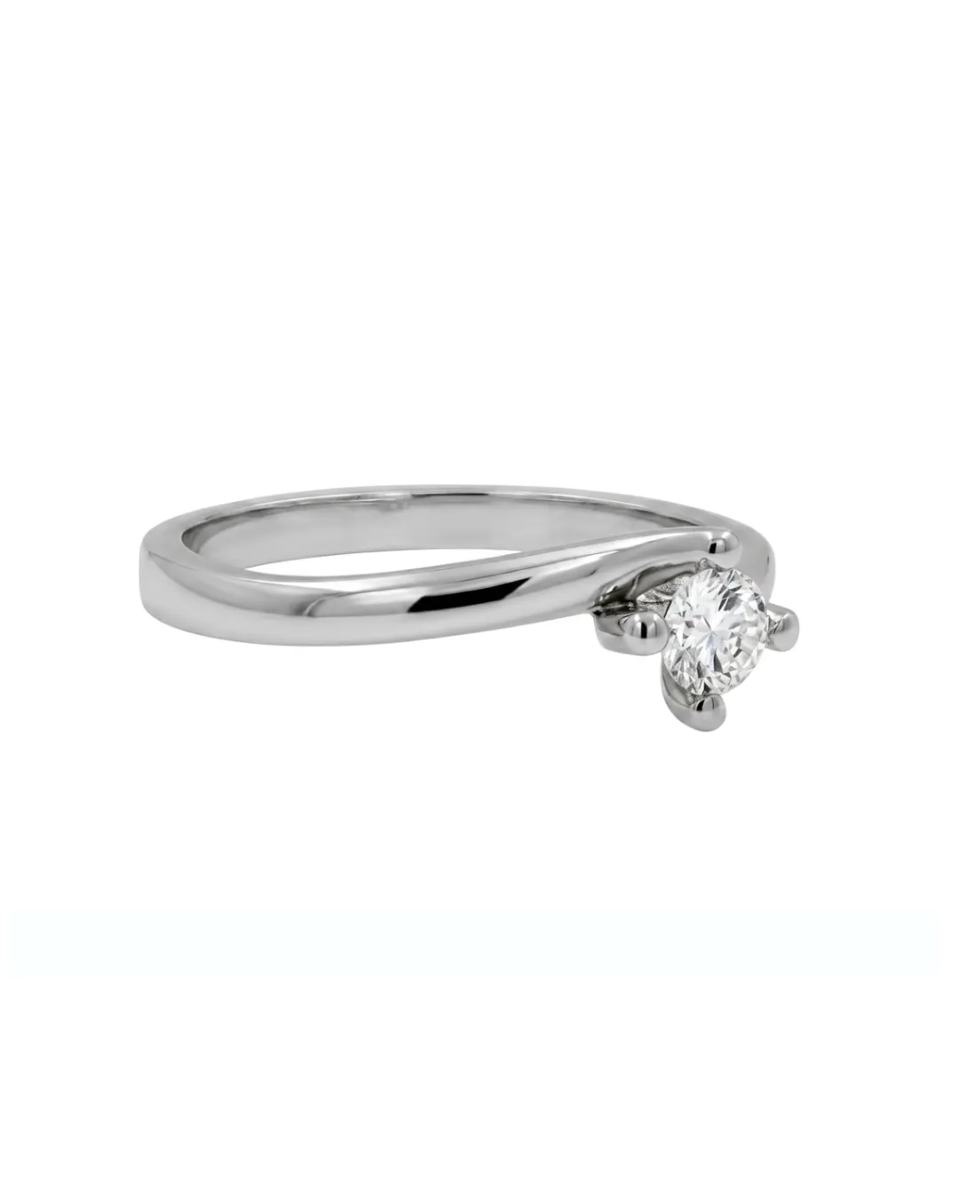 Solitario in oro bianco 18kt con diamante da 0,19 carati — vista 2