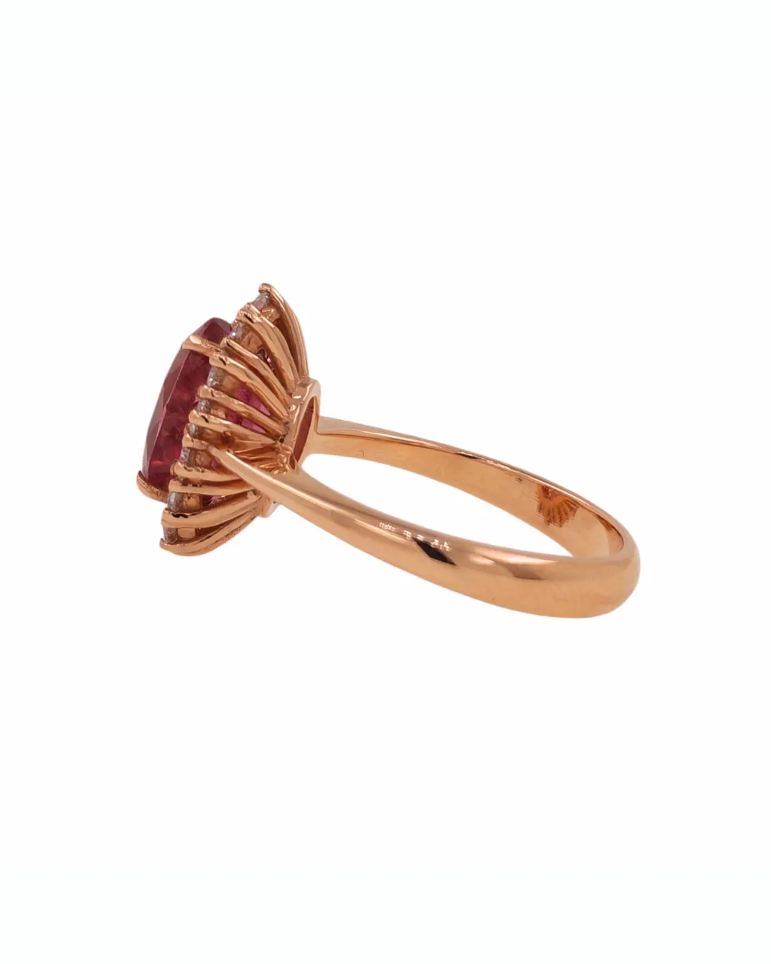Anello in oro rosa 18kt con tormalina e diamanti, foto 3 di 4