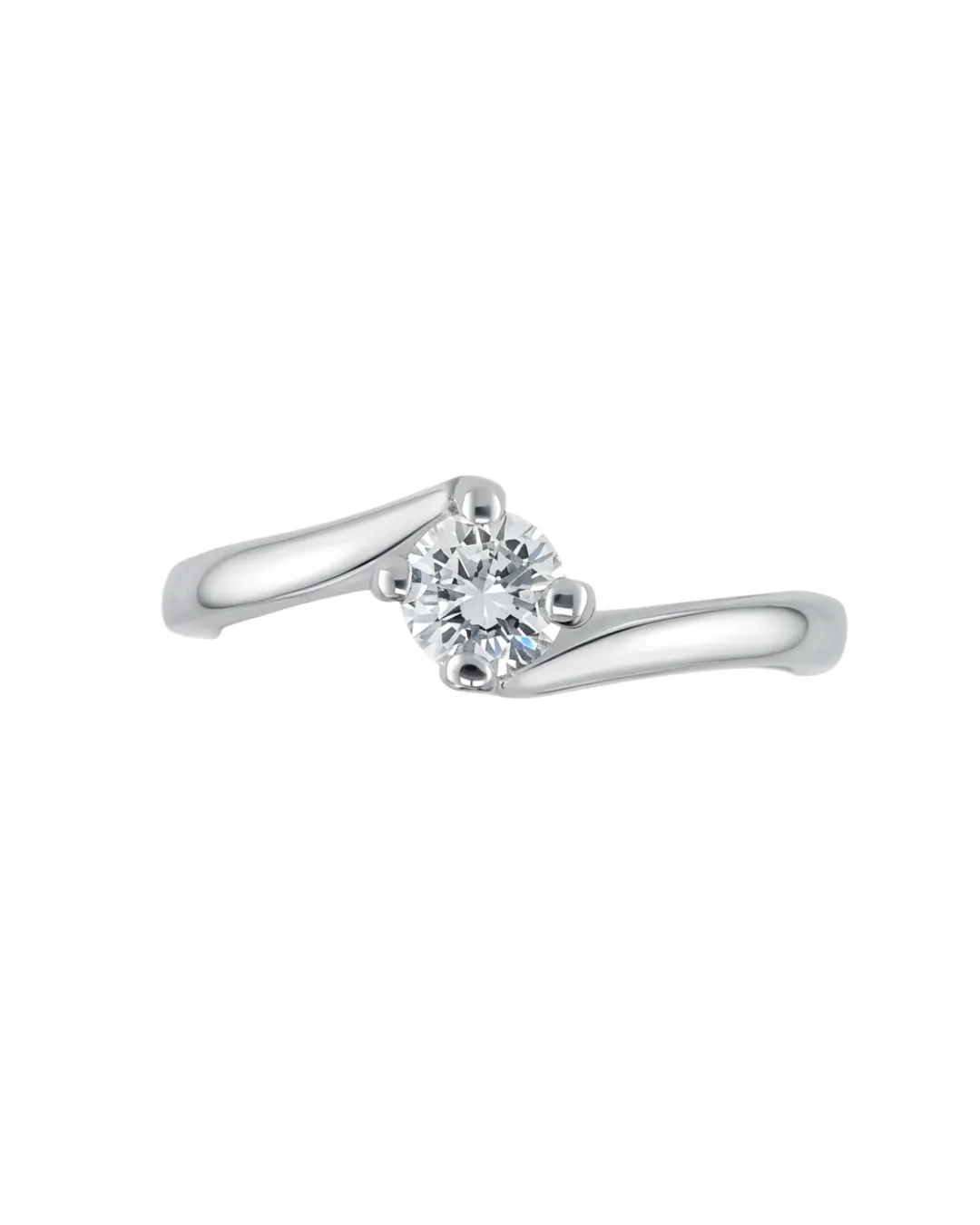 Solitario in oro bianco 18kt con diamante centrale da 0,26 carati — vista 3
