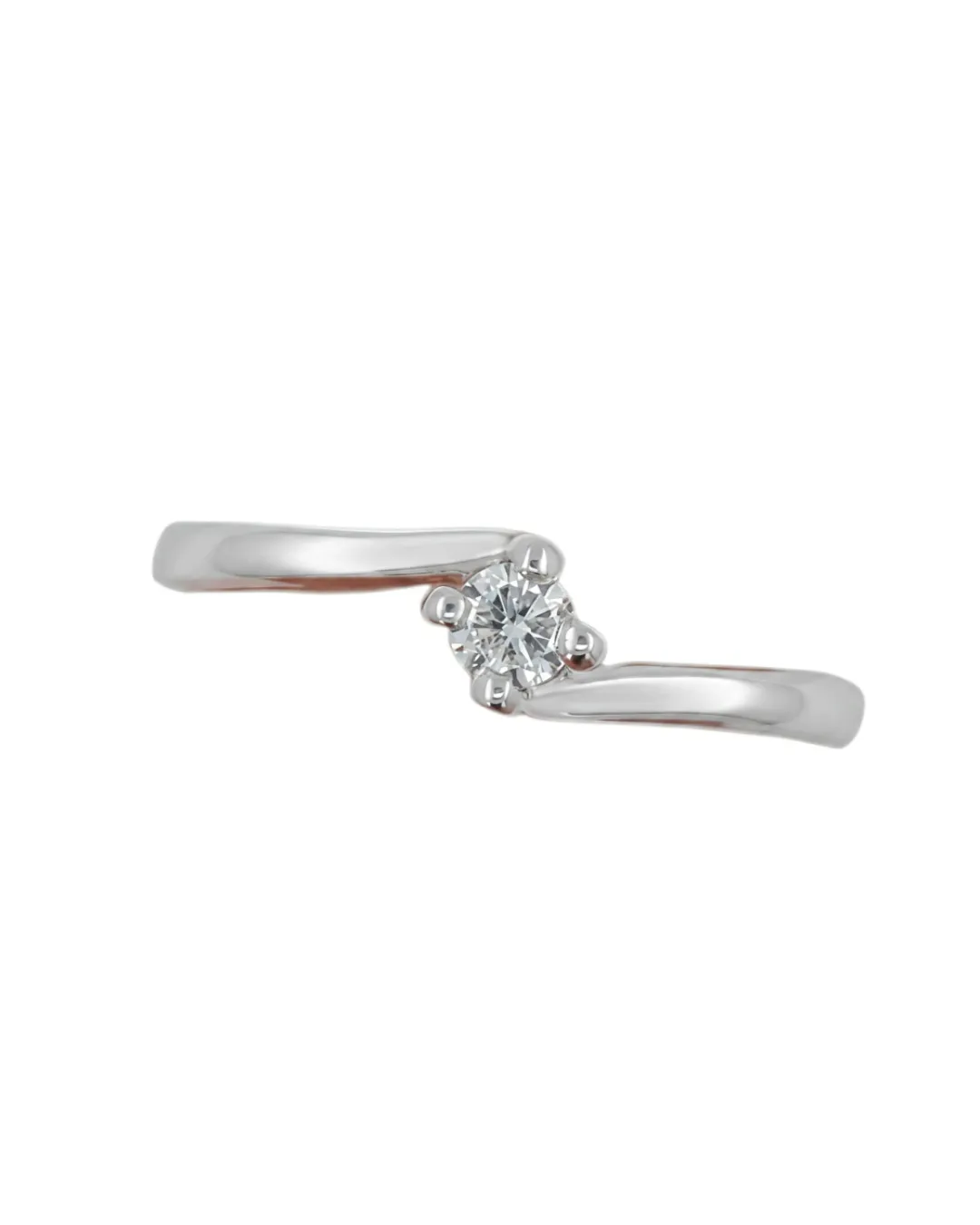 Solitario in oro bianco 18kt con diamante da 0,12 carati — vista 3