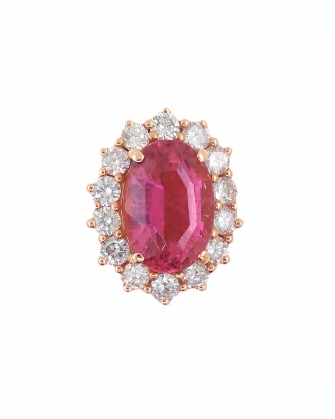 Anello in oro rosa 18kt con tormalina e diamanti, foto 4 di 4