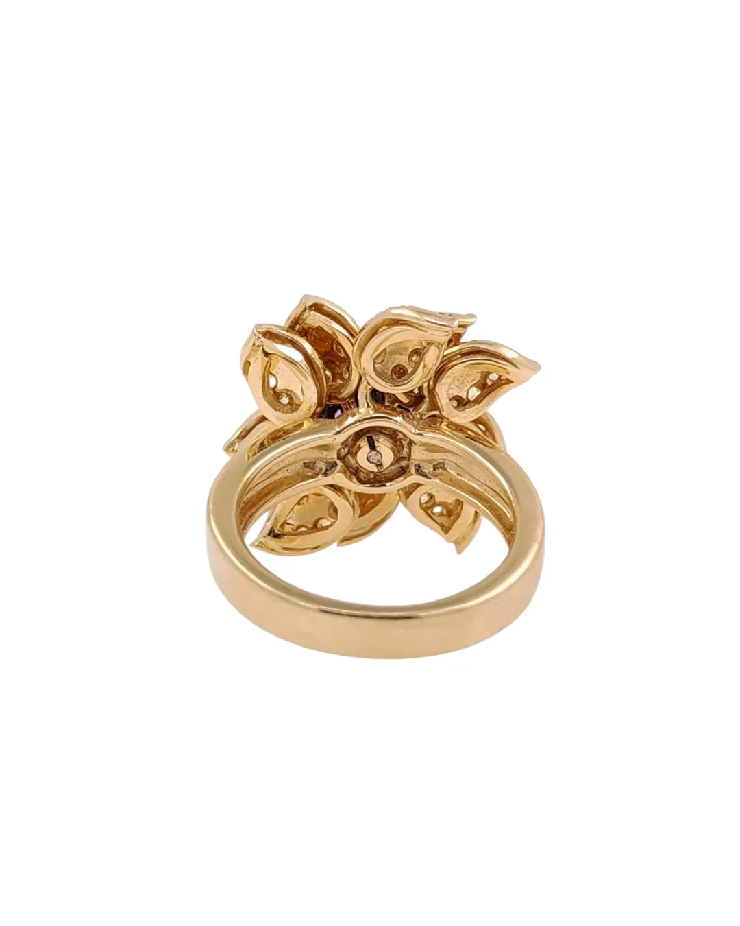 Anello floreale in oro giallo 18kt con rubini, foto 5 di 5