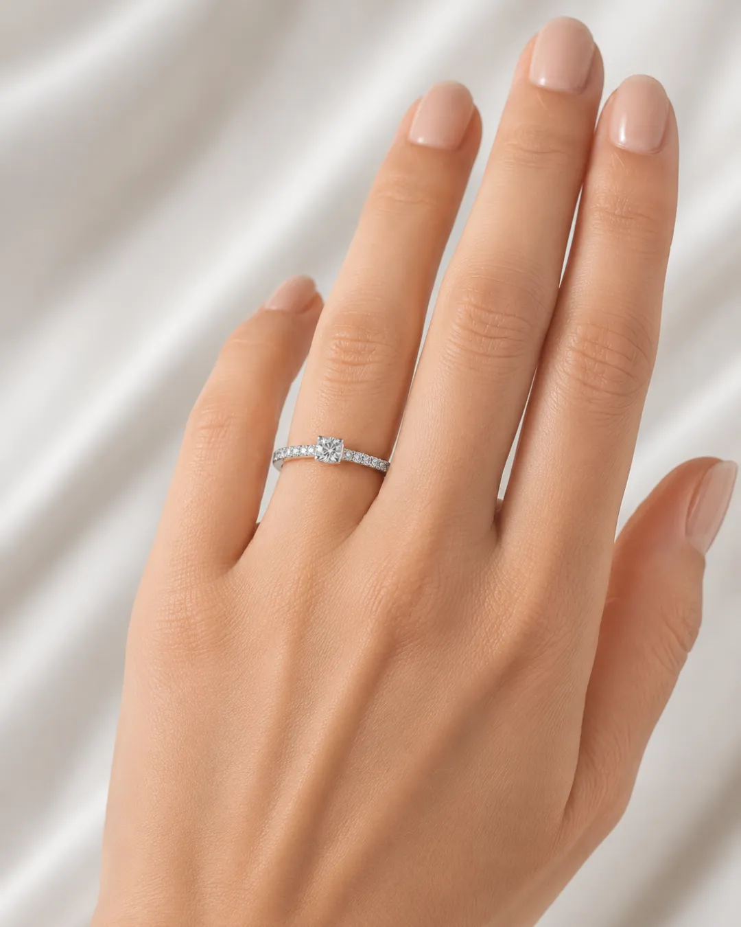 Solitario Reno Preziosi in oro bianco 18kt con diamante da 0,22 carati — vista 5