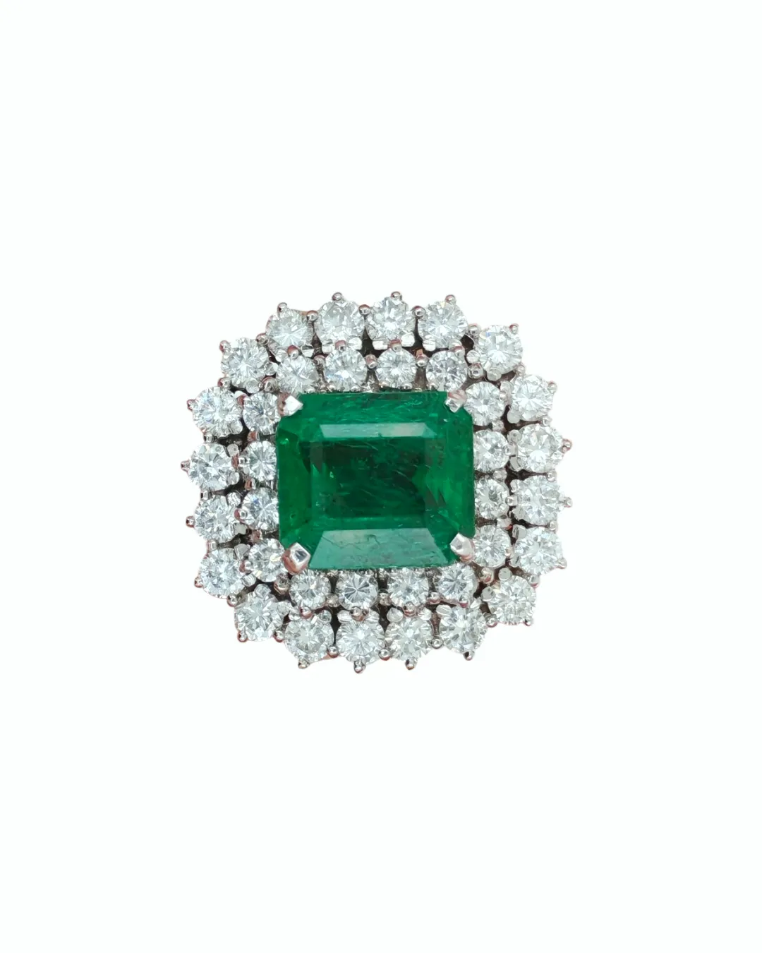 Anello in oro bianco 18kt con smeraldo e diamanti naturali, foto 6 di 8