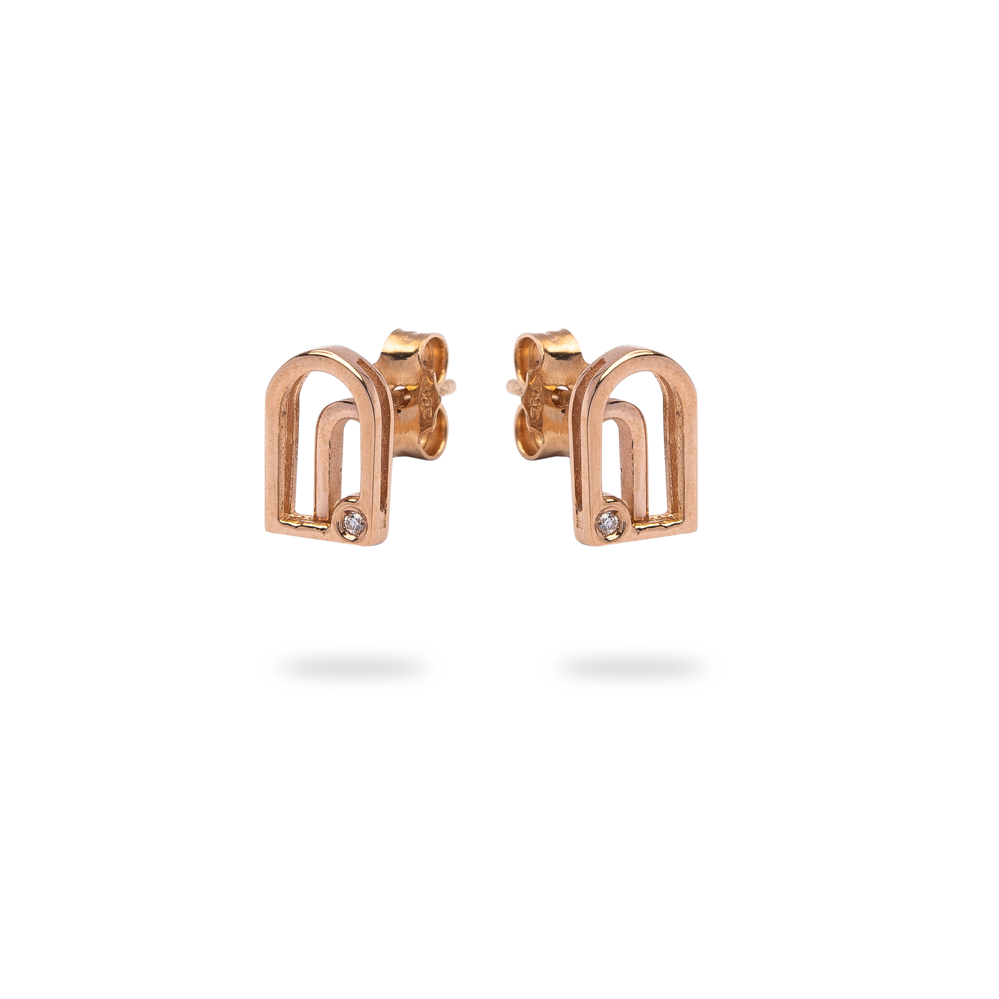 Orecchini in oro rosa 18kt con diamanti, collezione I Portici, foto 5 di 5