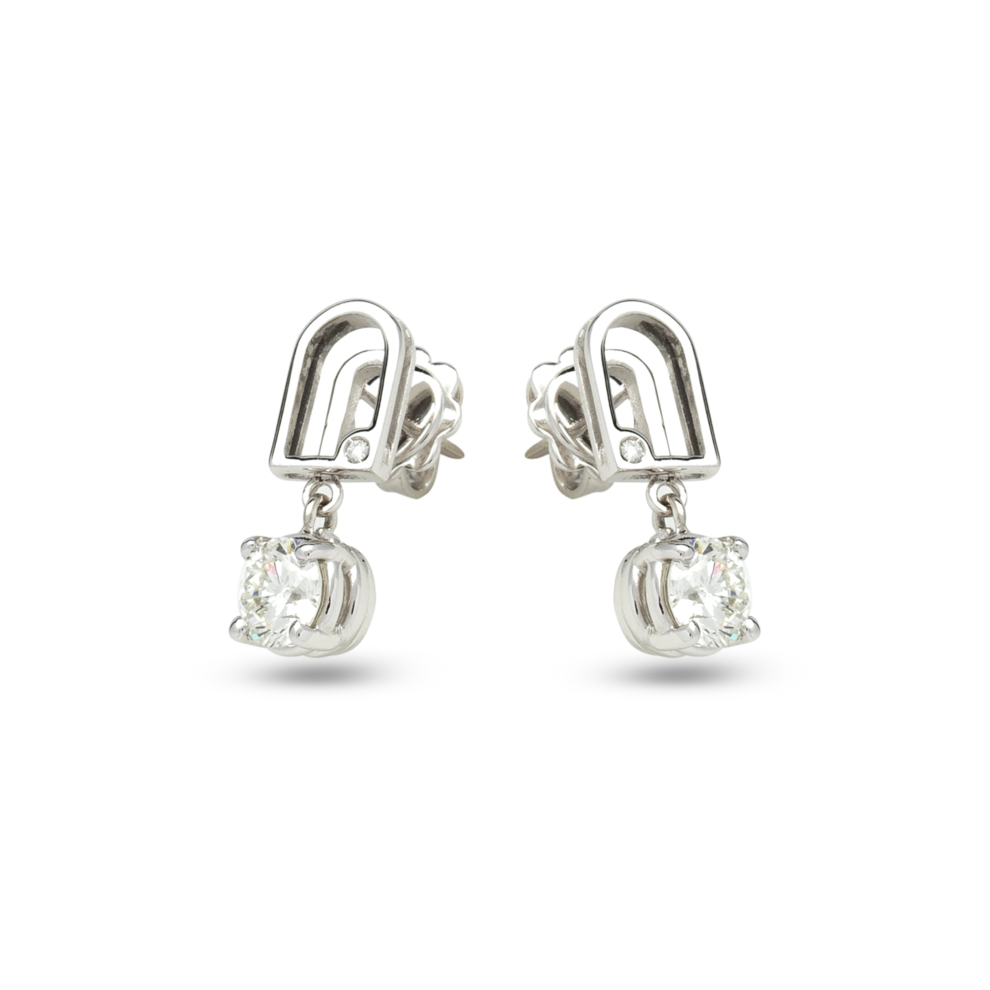 Orecchini in oro bianco 18kt con diamanti da 1,04 carati in totale, colore G, purezza VS2, collezione I Portici, foto 3 di 3