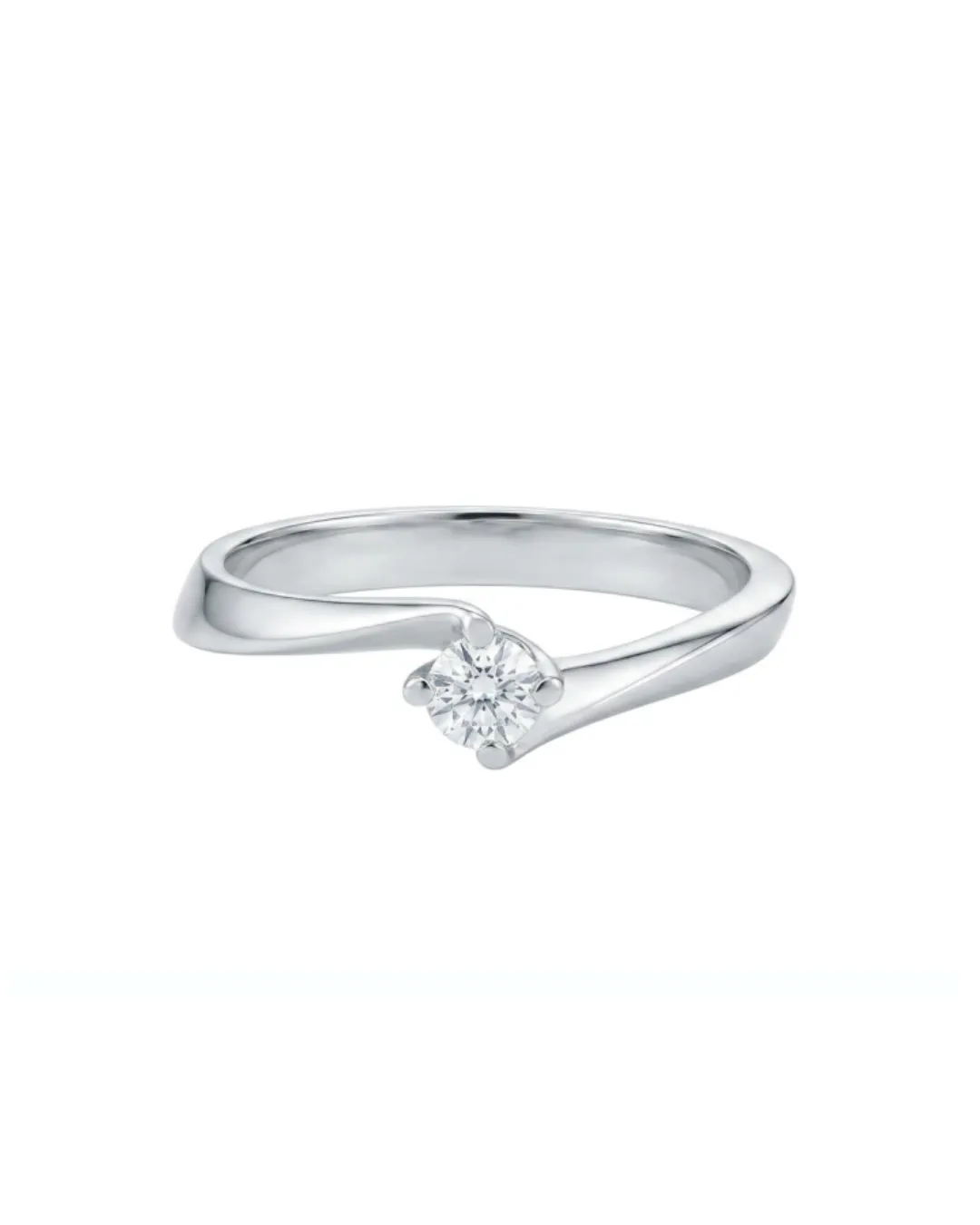 Solitario in oro bianco 18kt con diamante da 0,14 carati