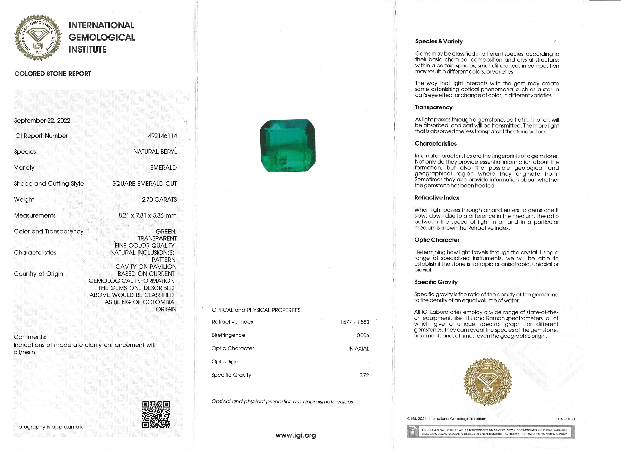 Anello in oro bianco 18kt con smeraldo e diamanti naturali, foto 8 di 8