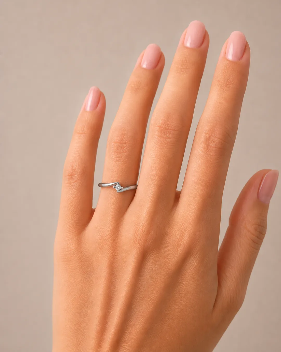 Solitario in oro bianco 18kt con diamante da 0,05 carati — vista 5