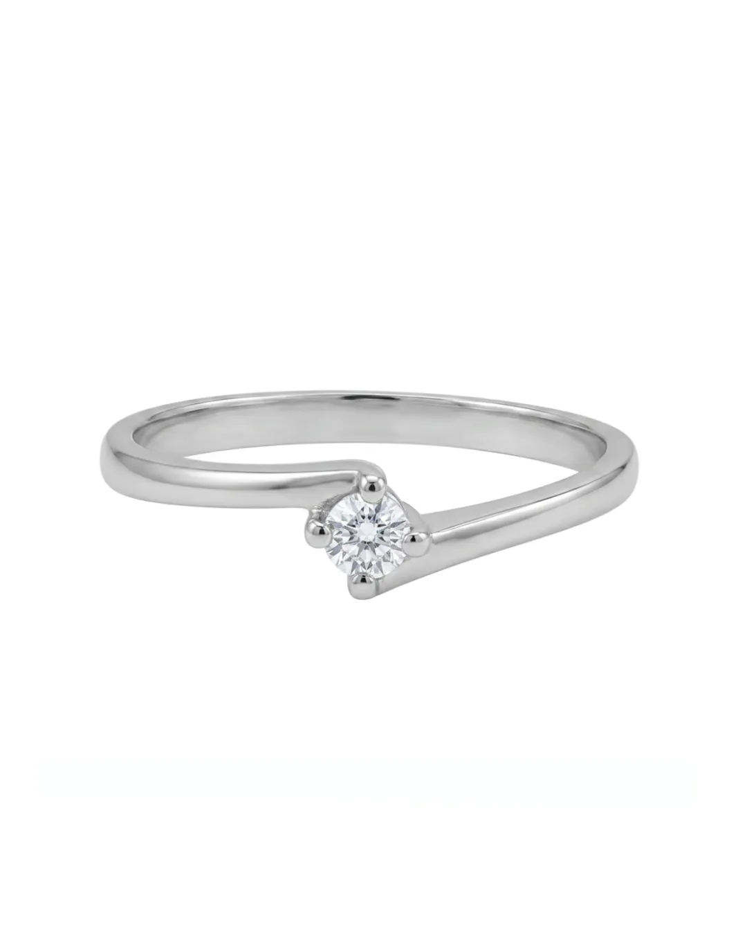 Solitario in oro bianco 18kt con diamante da 0,05 carati