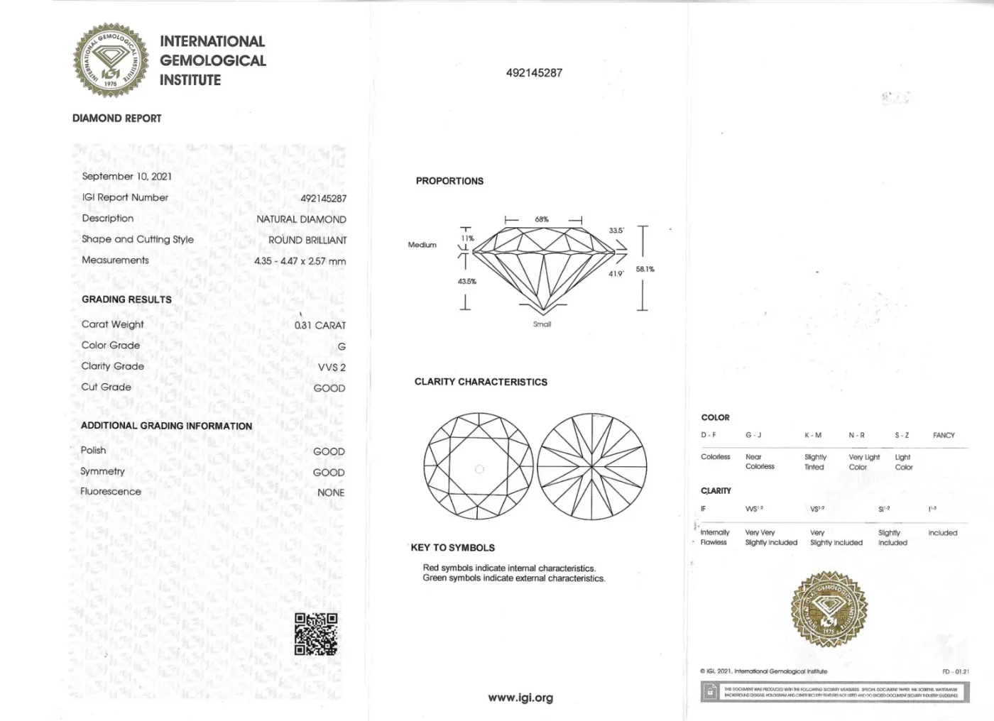 Solitario in oro bianco 18kt con diamante da 0,31 carati — vista 6