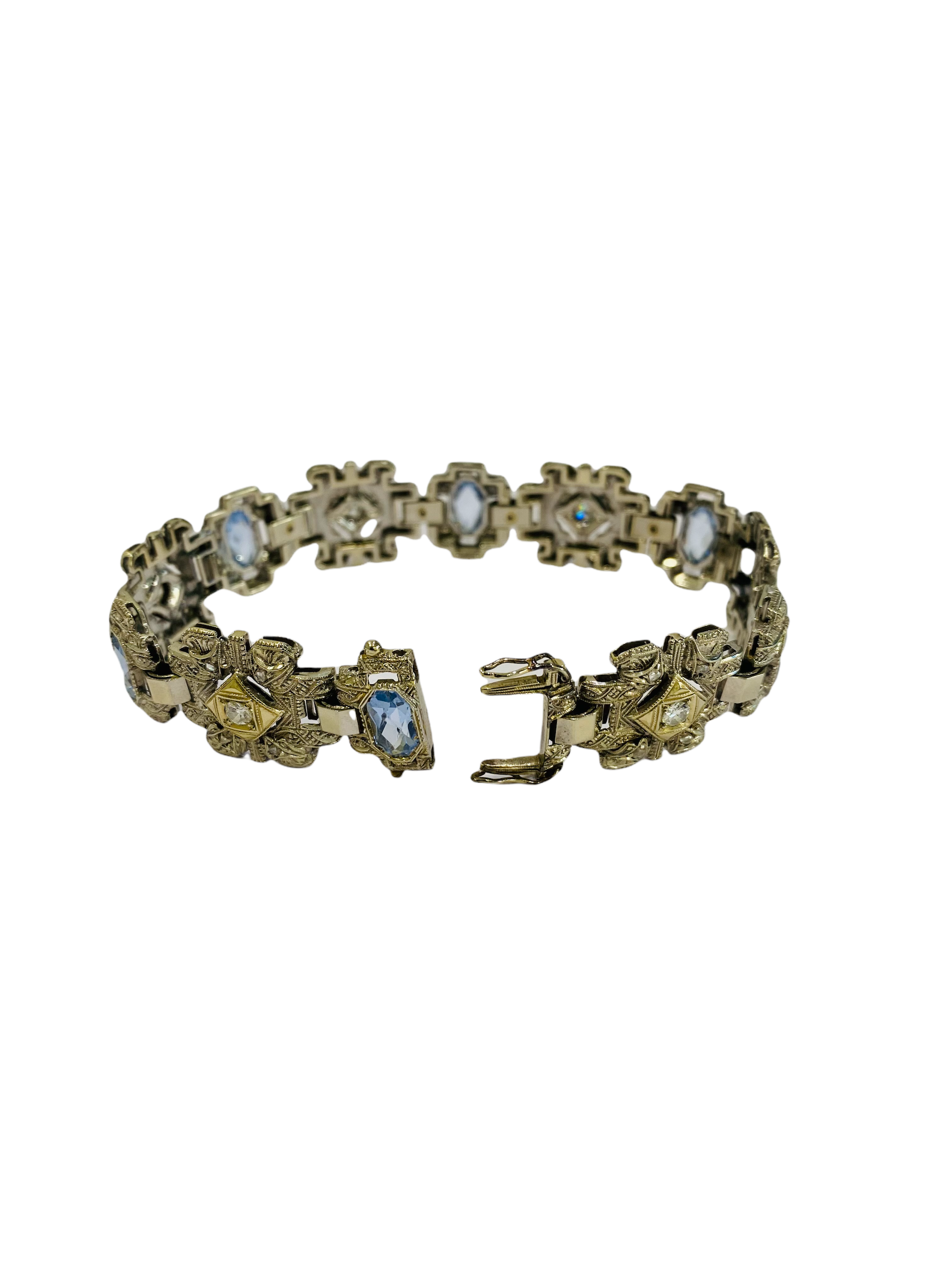 Bracciale in oro bianco 18kt con spinelli sintetici e diamanti, foto 4 di 6