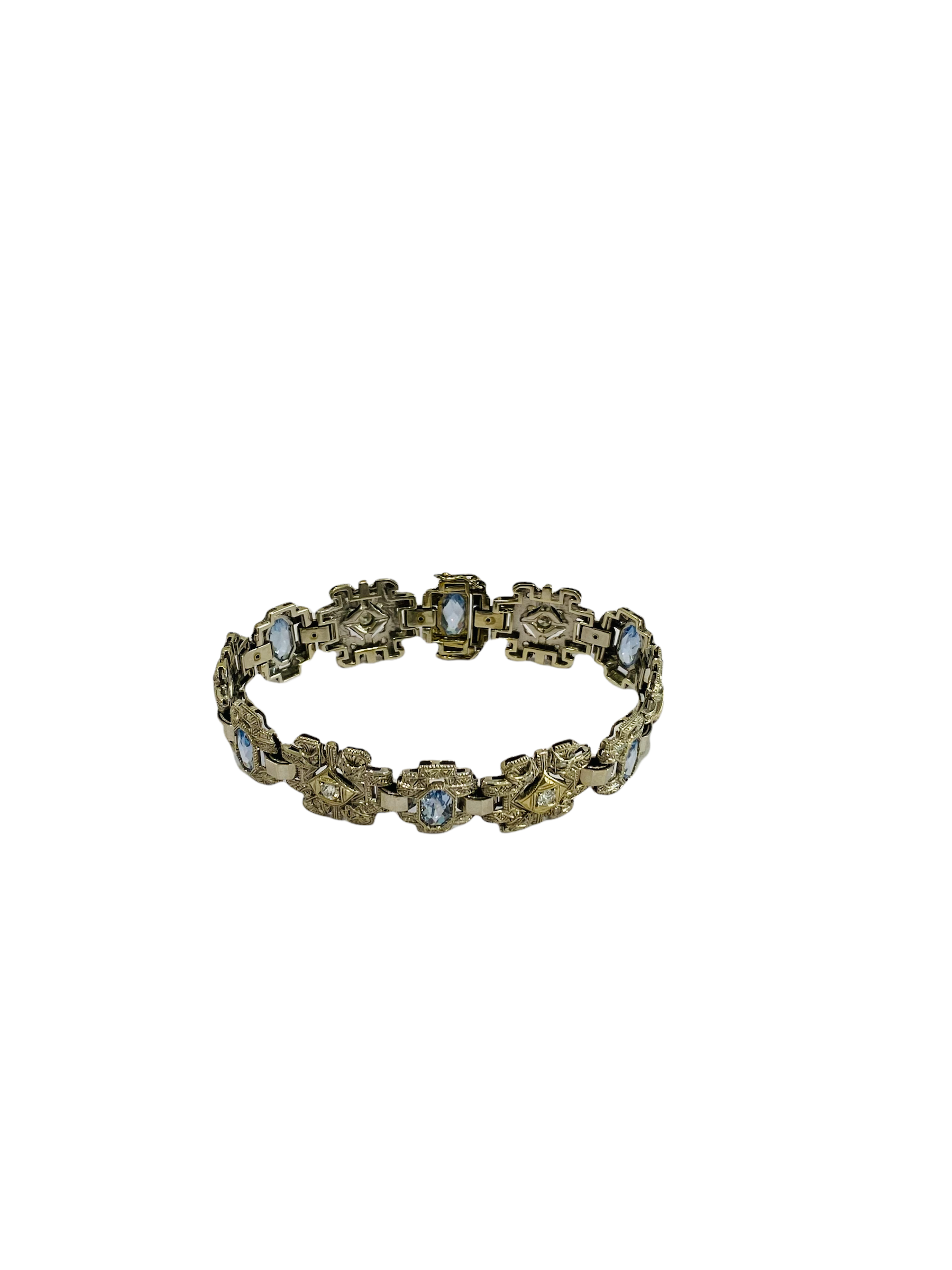 Bracciale in oro bianco 18kt con spinelli sintetici e diamanti, foto 6 di 6