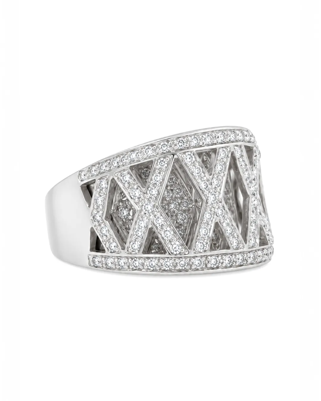 Anello a fascia Recarlo in oro bianco 18kt con diamanti brillanti, foto 2 di 5