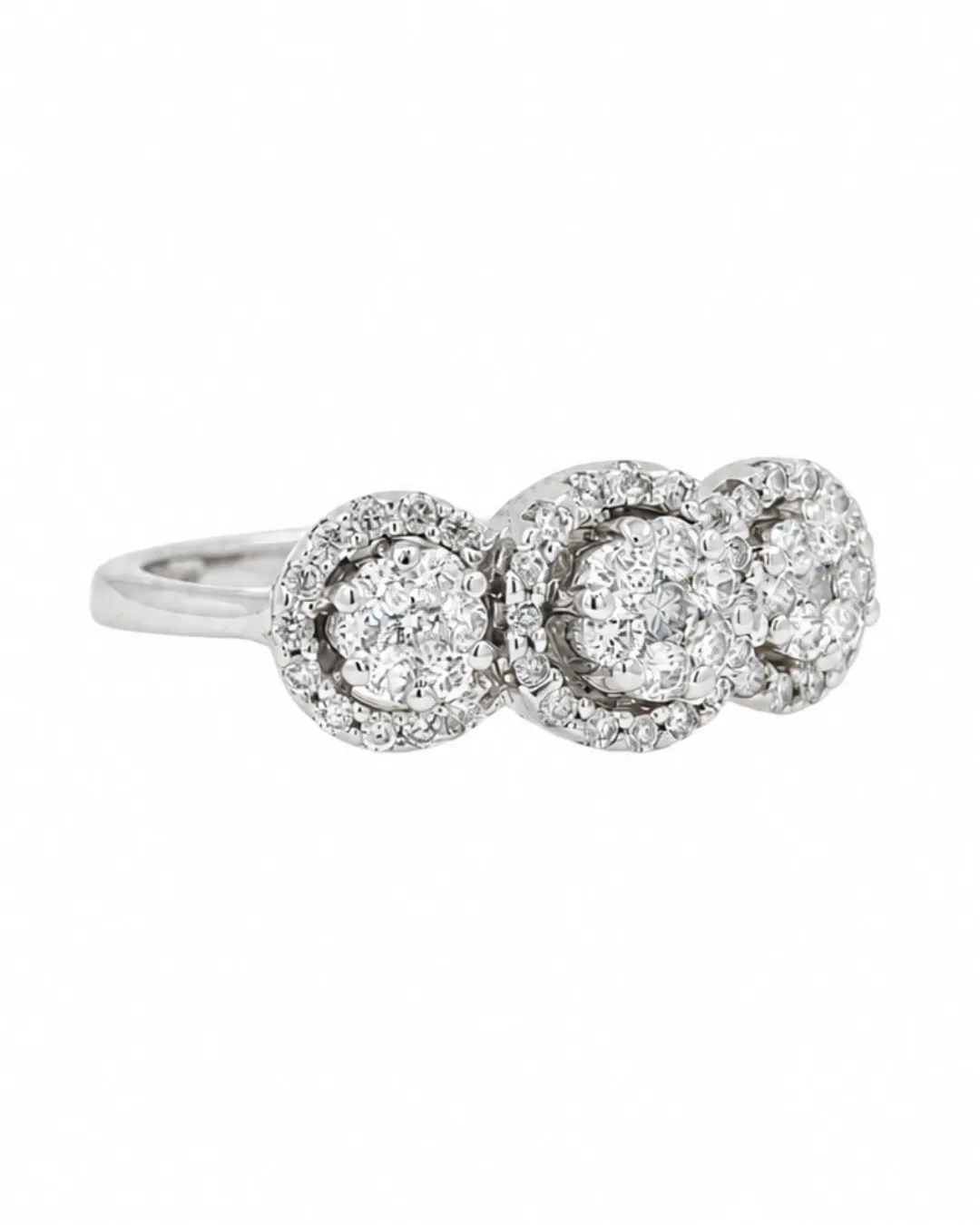 Anello trilogy in oro bianco 18kt con diamanti brillanti, foto 2 di 5
