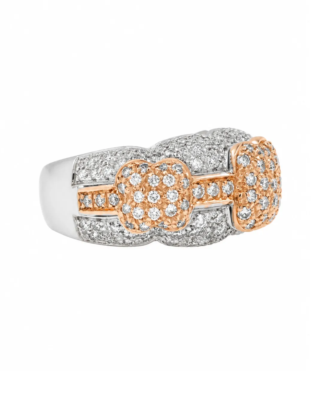 Anello in oro bianco e rosa 18kt con diamanti brillanti, foto 2 di 4