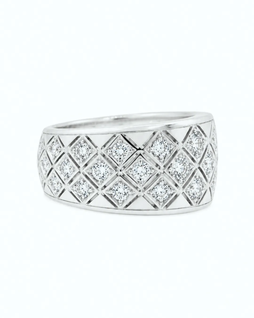 Anello a fascia in oro bianco 18kt con diamanti brillanti, foto 2 di 5