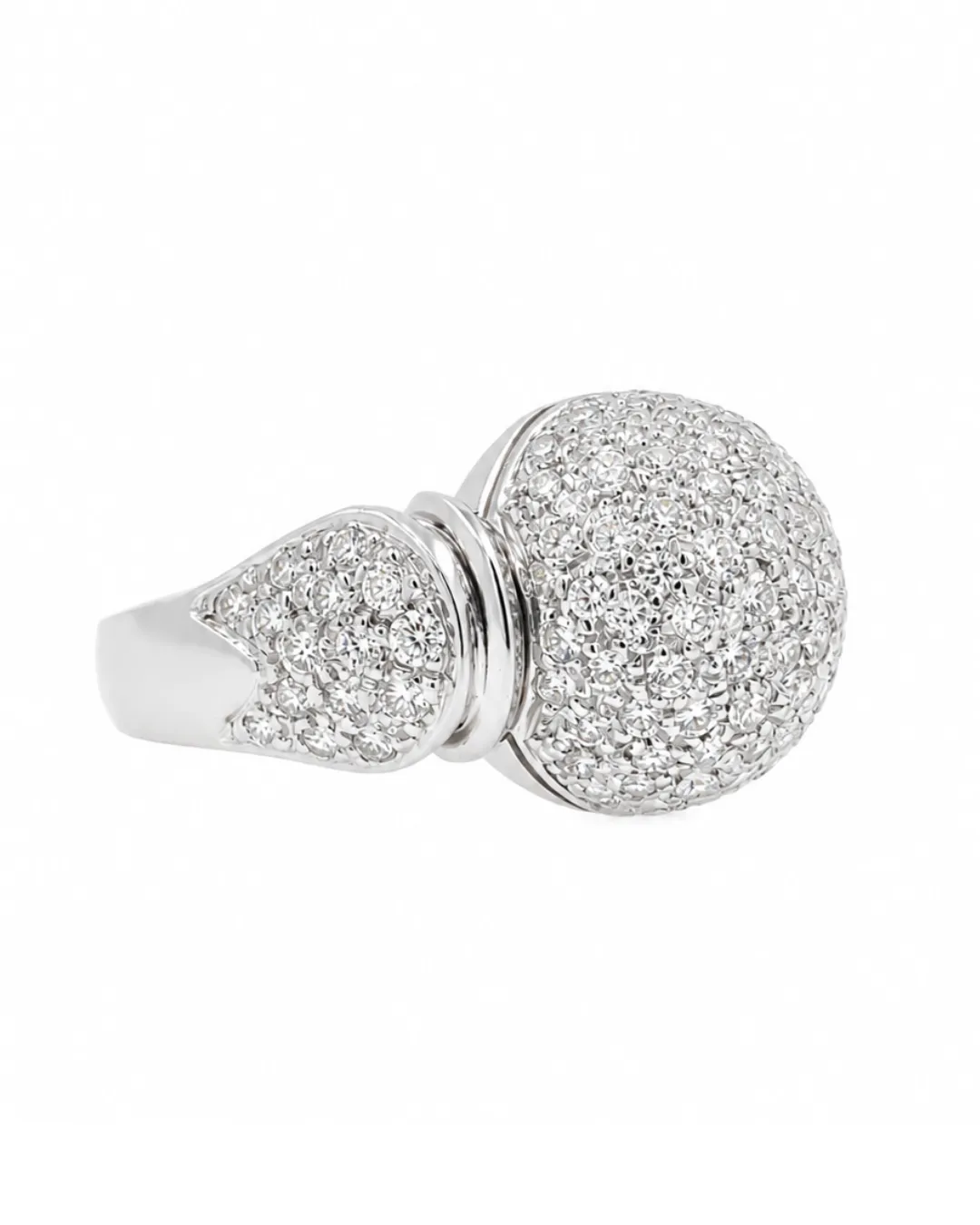 Anello in oro bianco 18kt con pavé di diamanti brillanti, foto 2 di 5