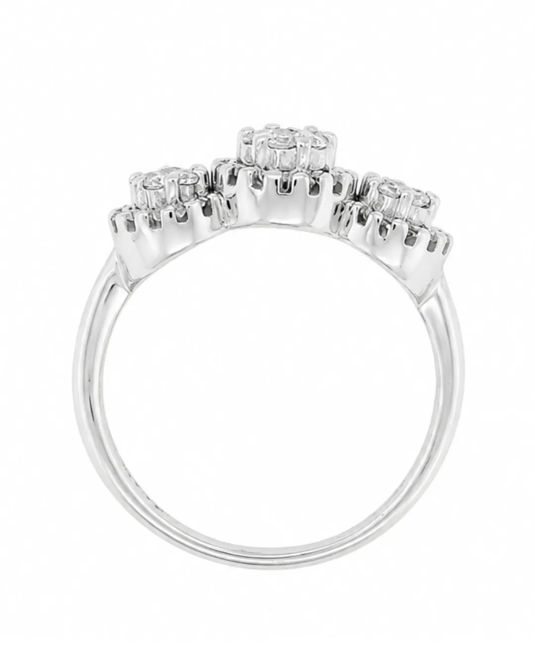 Anello trilogy in oro bianco 18kt con diamanti brillanti, foto 3 di 5