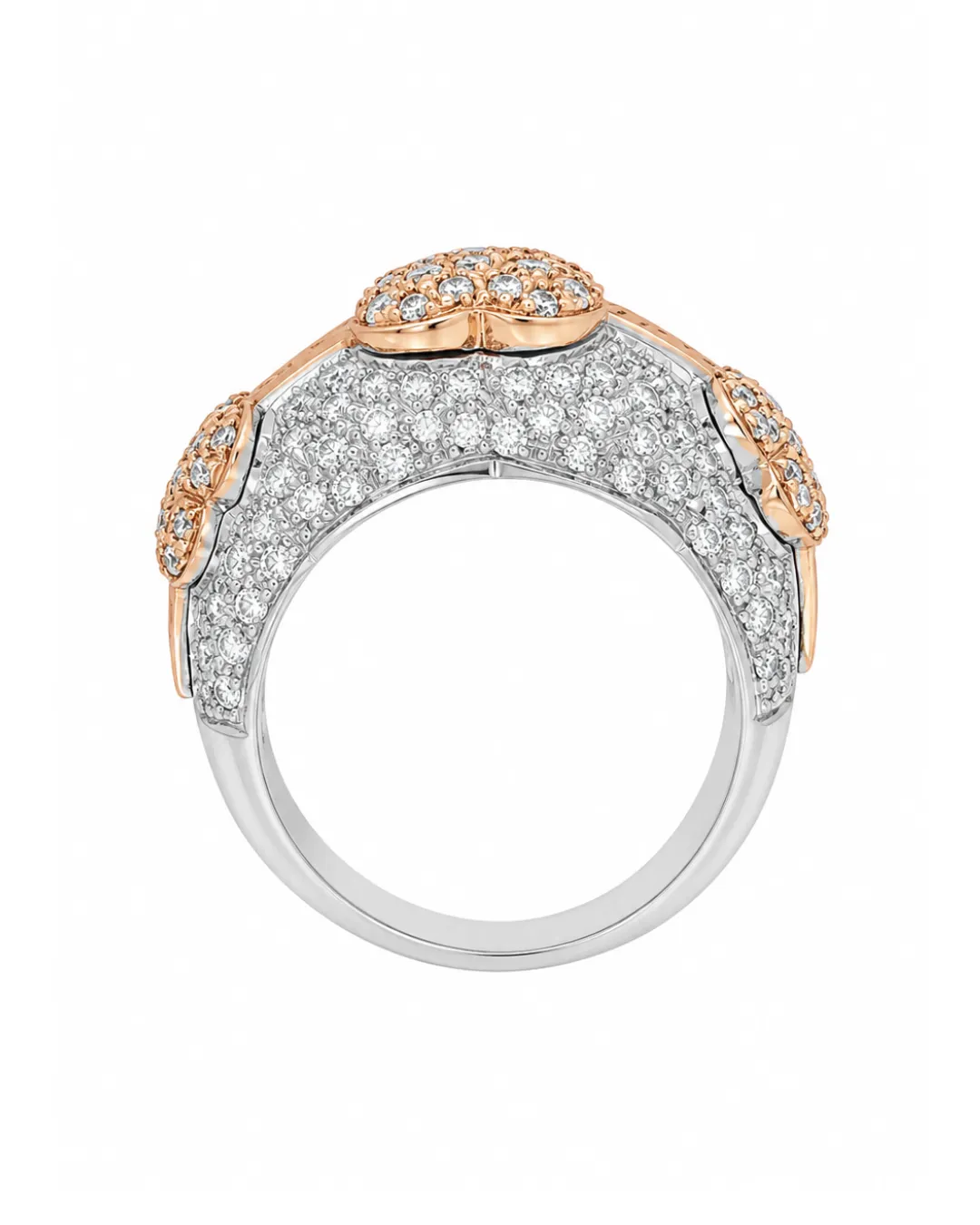 Anello in oro bianco e rosa 18kt con diamanti brillanti, foto 3 di 4