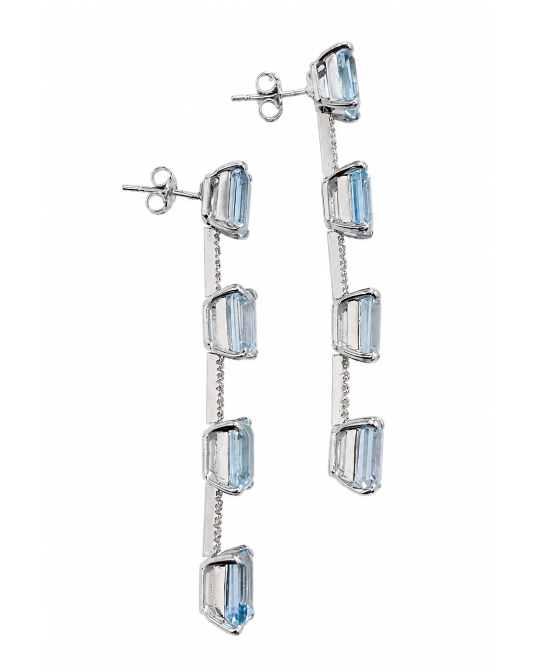 Orecchini in oro bianco 18kt con acquamarine e diamanti, foto 3 di 4