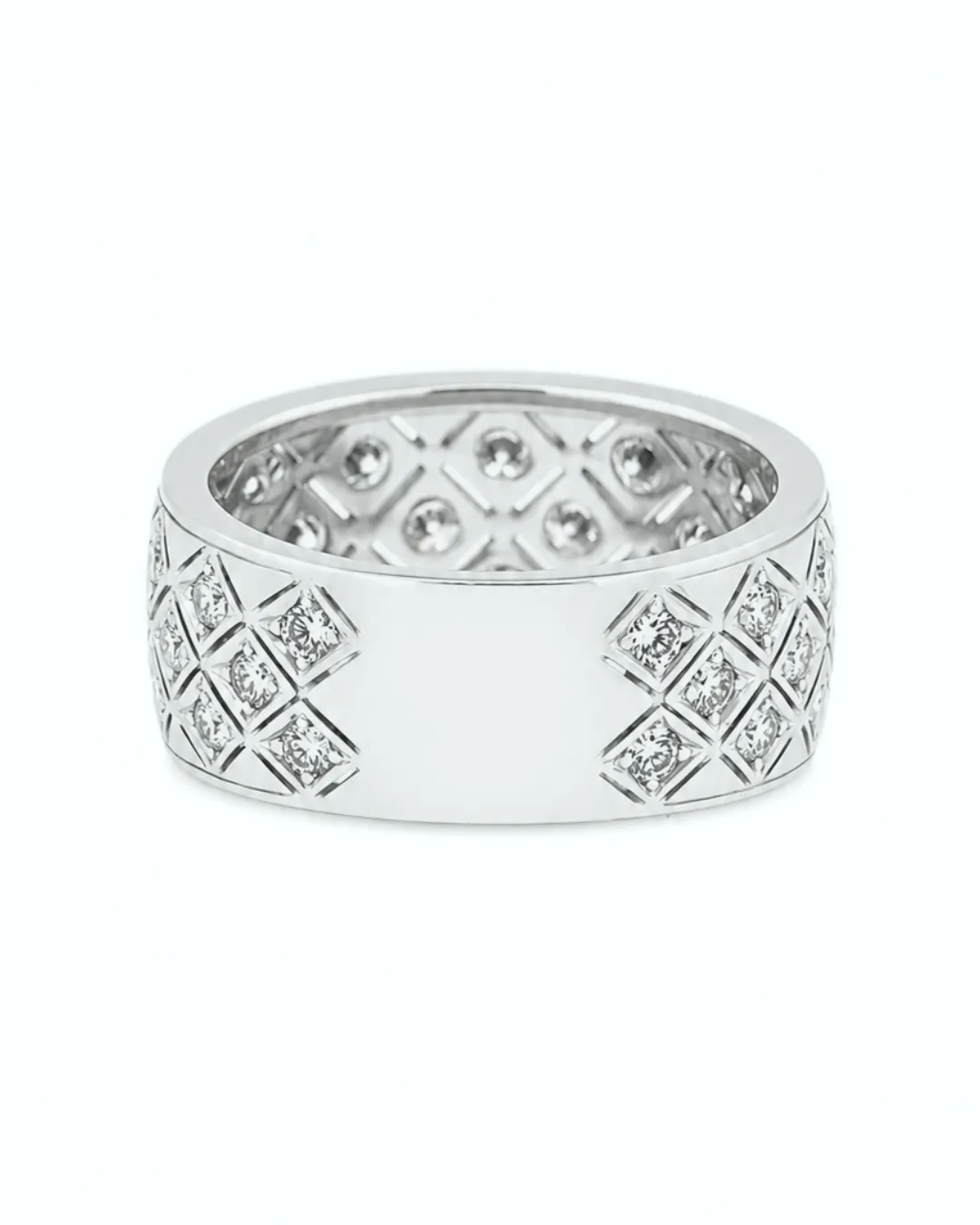 Anello a fascia in oro bianco 18kt con diamanti brillanti, foto 3 di 5