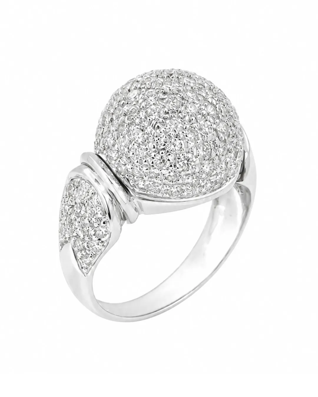 Anello in oro bianco 18kt con pavé di diamanti brillanti, foto 3 di 5