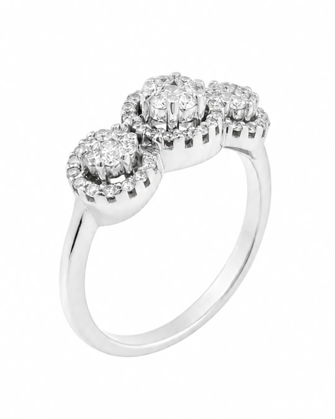 Anello trilogy in oro bianco 18kt con diamanti brillanti, foto 4 di 5