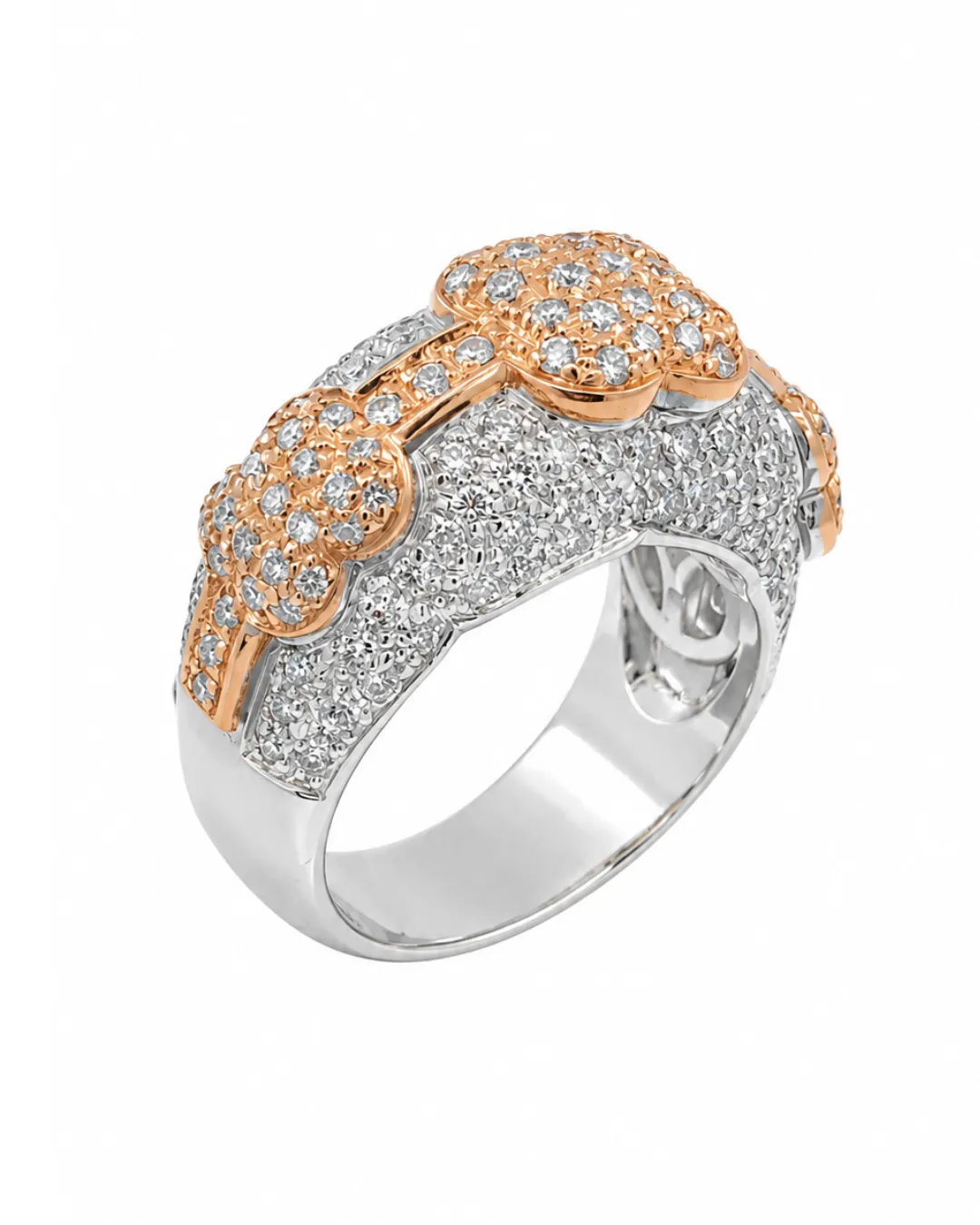 Anello in oro bianco e rosa 18kt con diamanti brillanti, foto 4 di 4