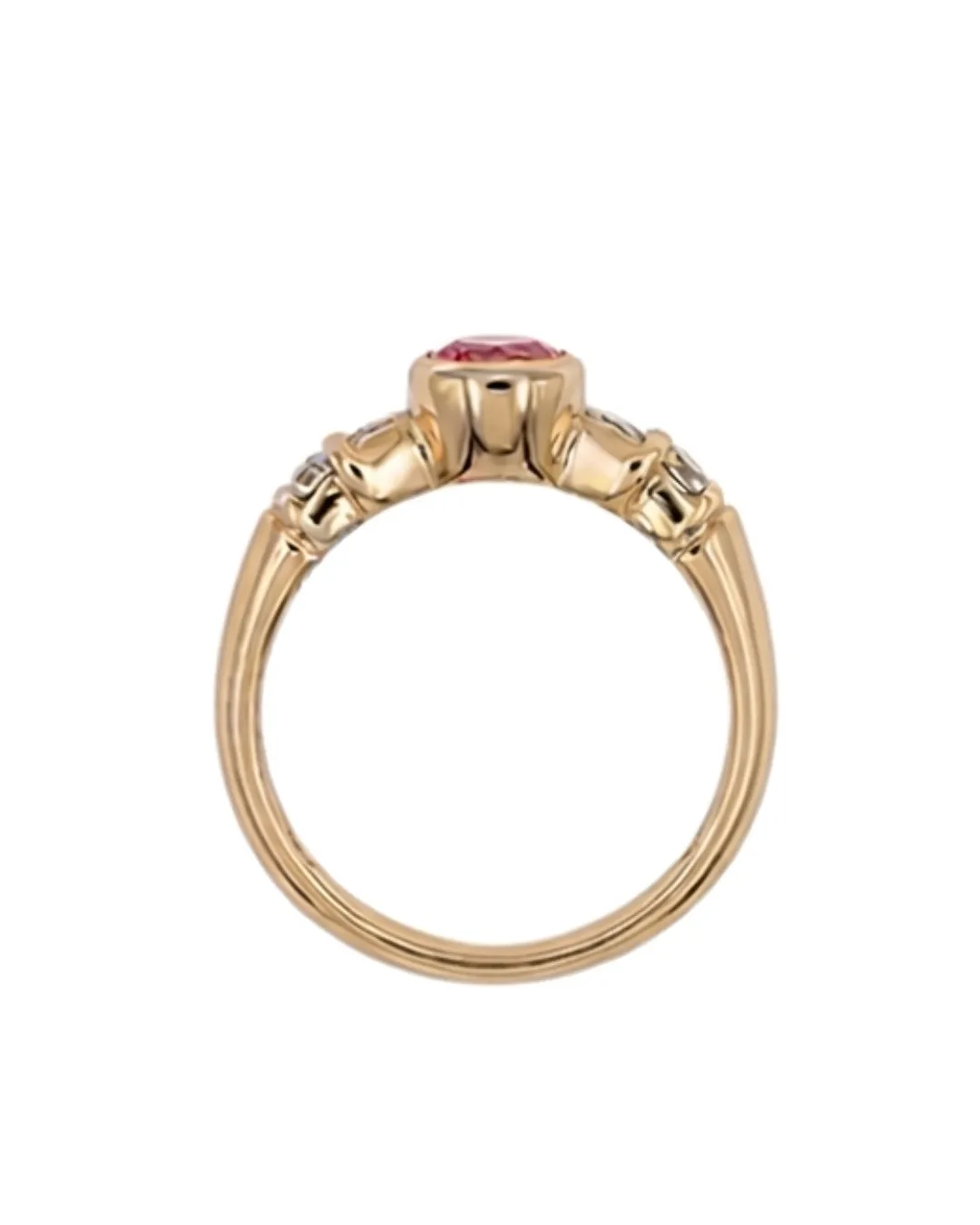 Anello in oro giallo 18kt con rubino centrale e diamanti brillanti, rubino da 0,80 carati, foto 4 di 4