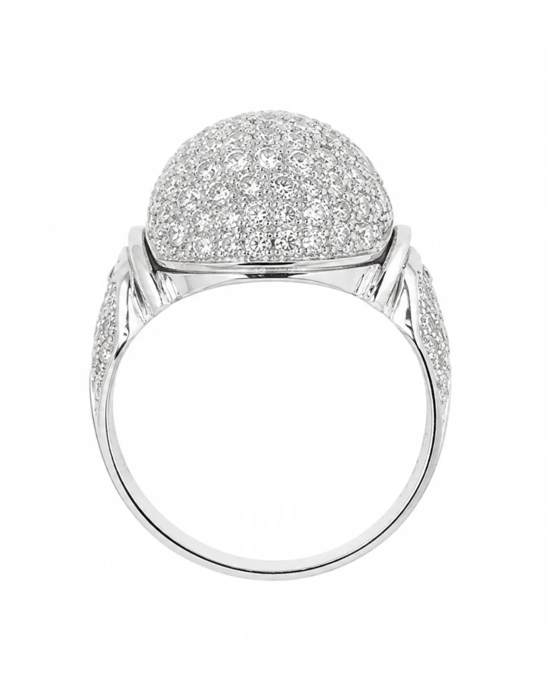 Anello in oro bianco 18kt con pavé di diamanti brillanti, foto 4 di 5