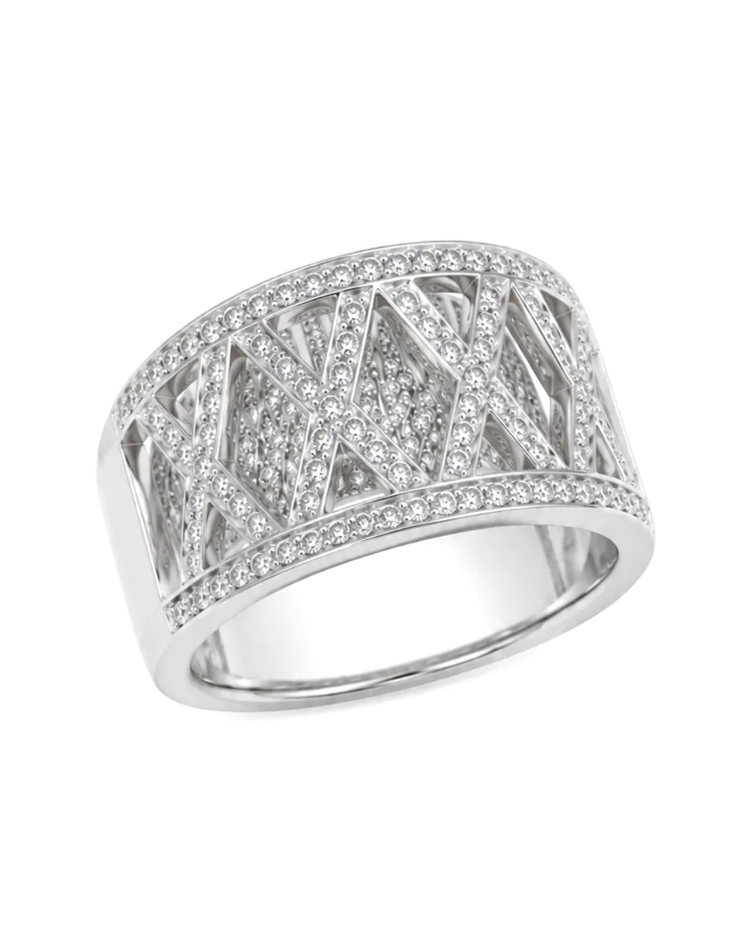 Anello a fascia Recarlo in oro bianco 18kt con diamanti brillanti, foto 4 di 5