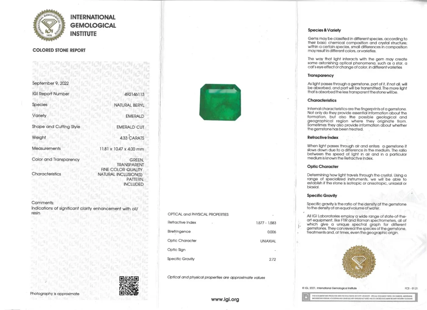 Anello in oro bianco 18kt, impreziosito da uno smeraldo al centro e diamanti, foto 5 di 5