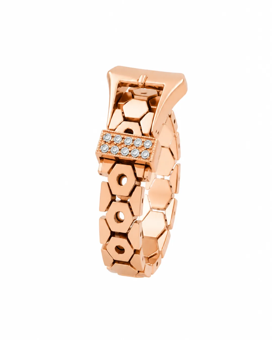 Anello a cintura in oro rosa 18kt con diamanti brillanti, foto 3 di 5