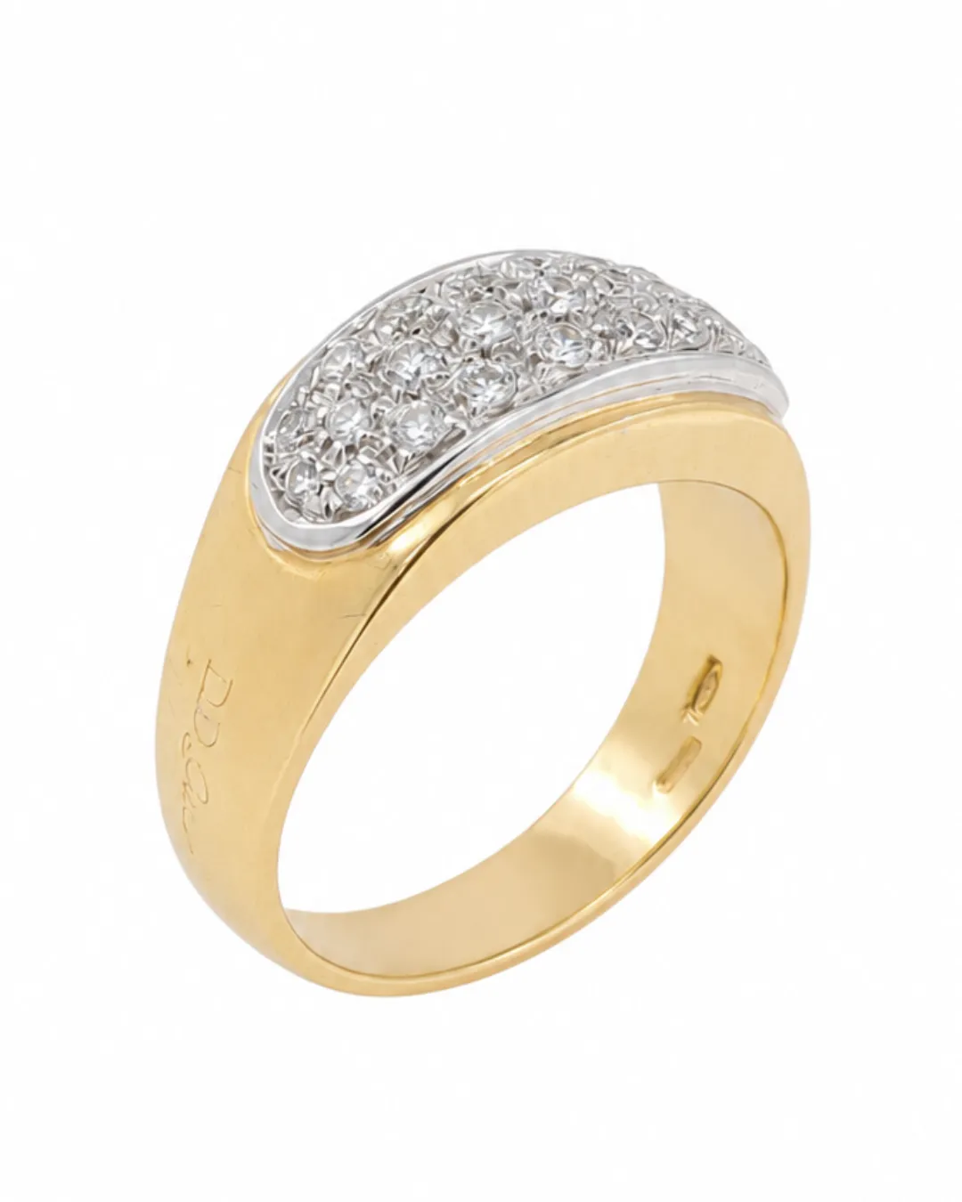 Anello a fascia in oro giallo 18kt con diamanti brillanti, foto 3 di 5