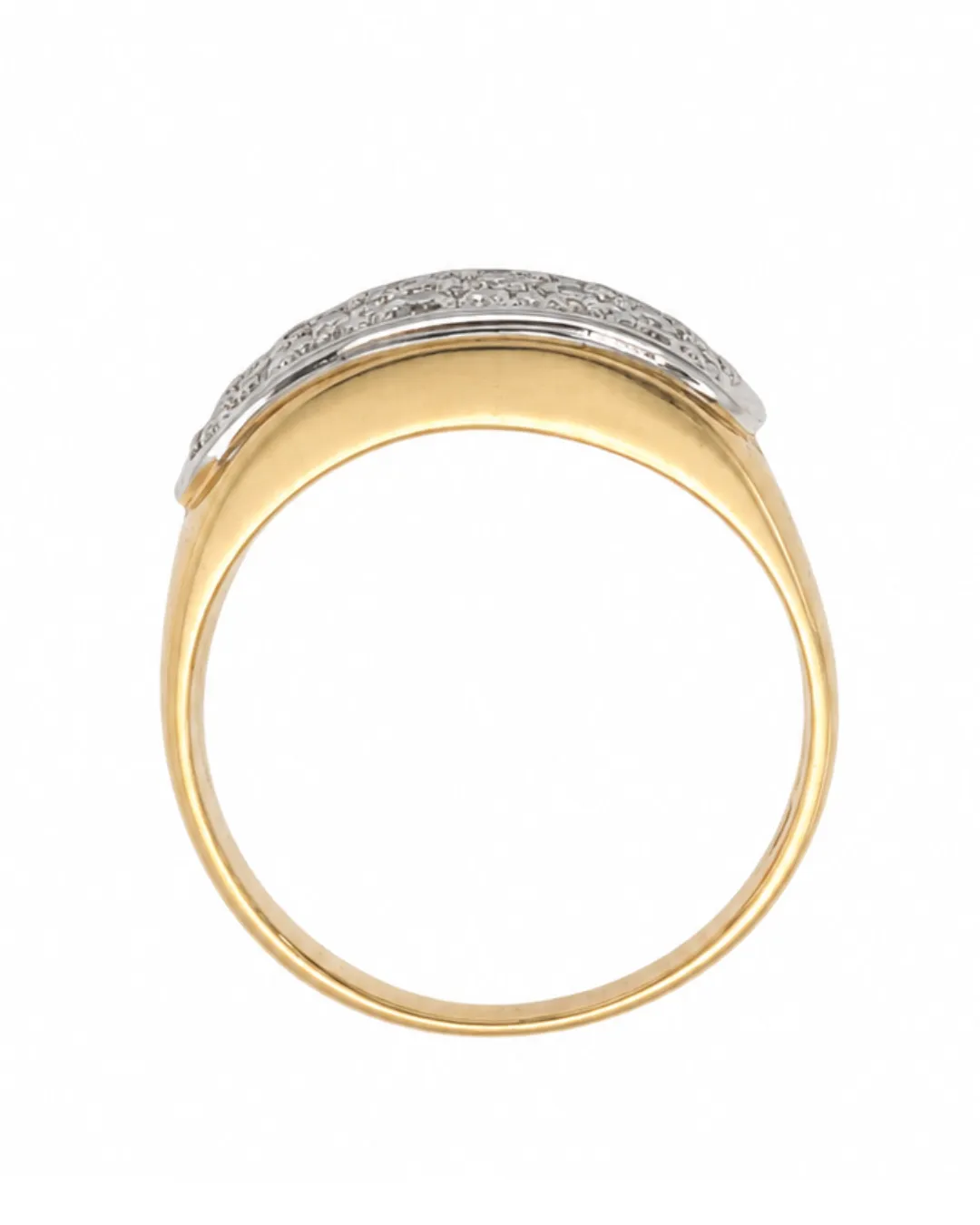 Anello a fascia in oro giallo 18kt con diamanti brillanti, foto 4 di 5