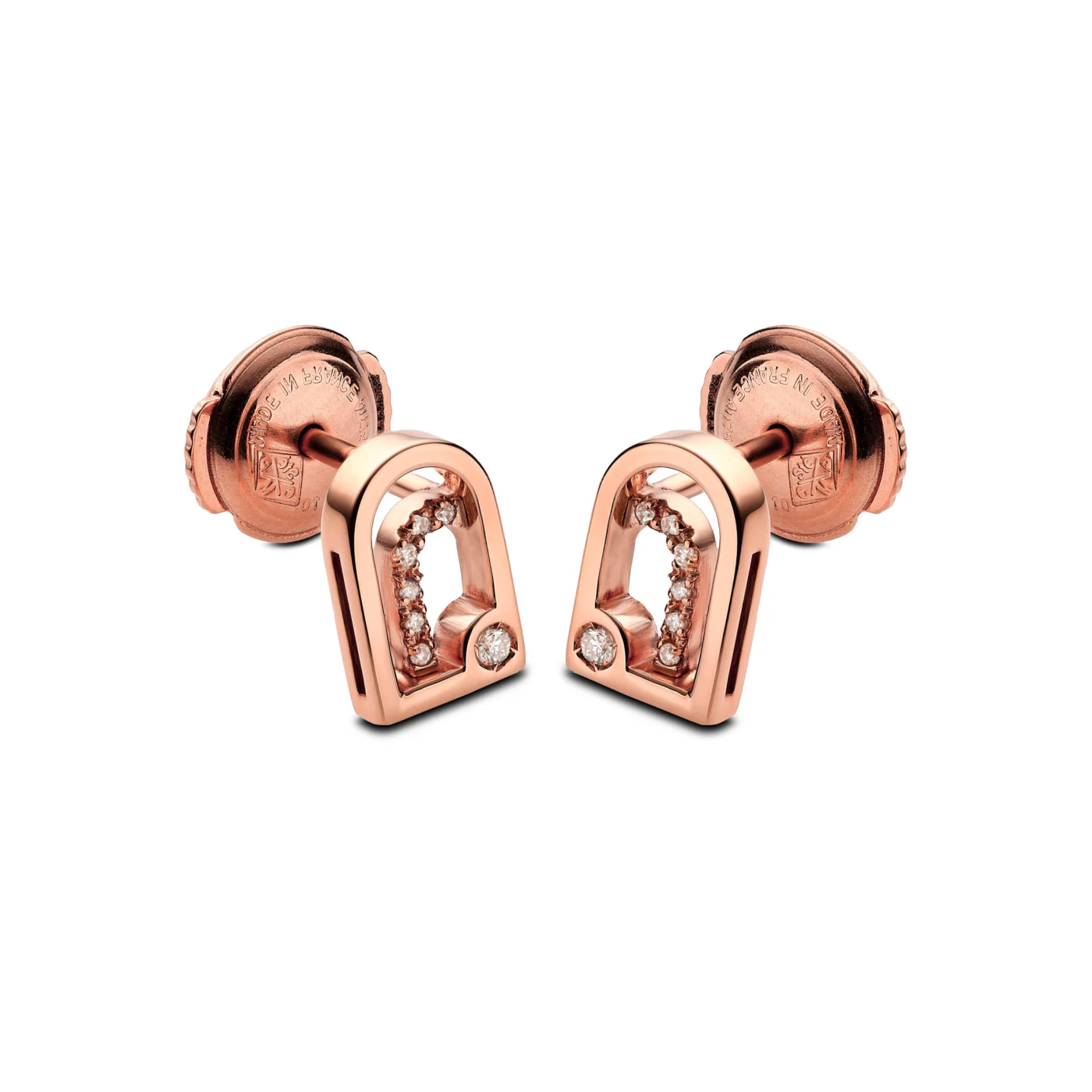 Orecchini in oro rosa 18kt con diamanti, collezione I Portici, foto 2 di 5